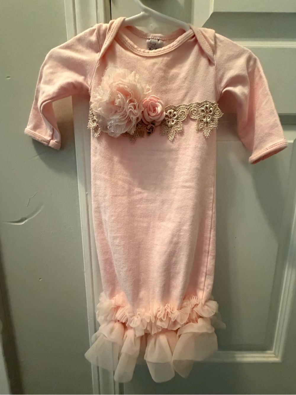 Baby Pink Lace Ruffle Gown